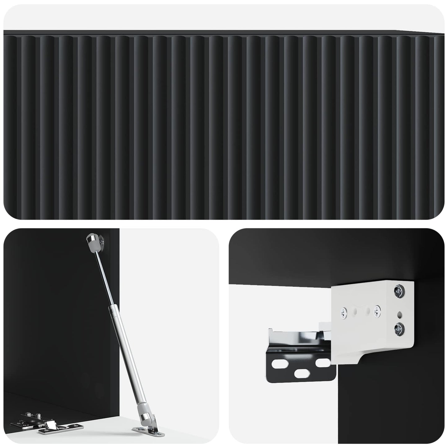 Fali TV szekrény Fekete 78,5 x 41 x 30 cm Szerelt Fa