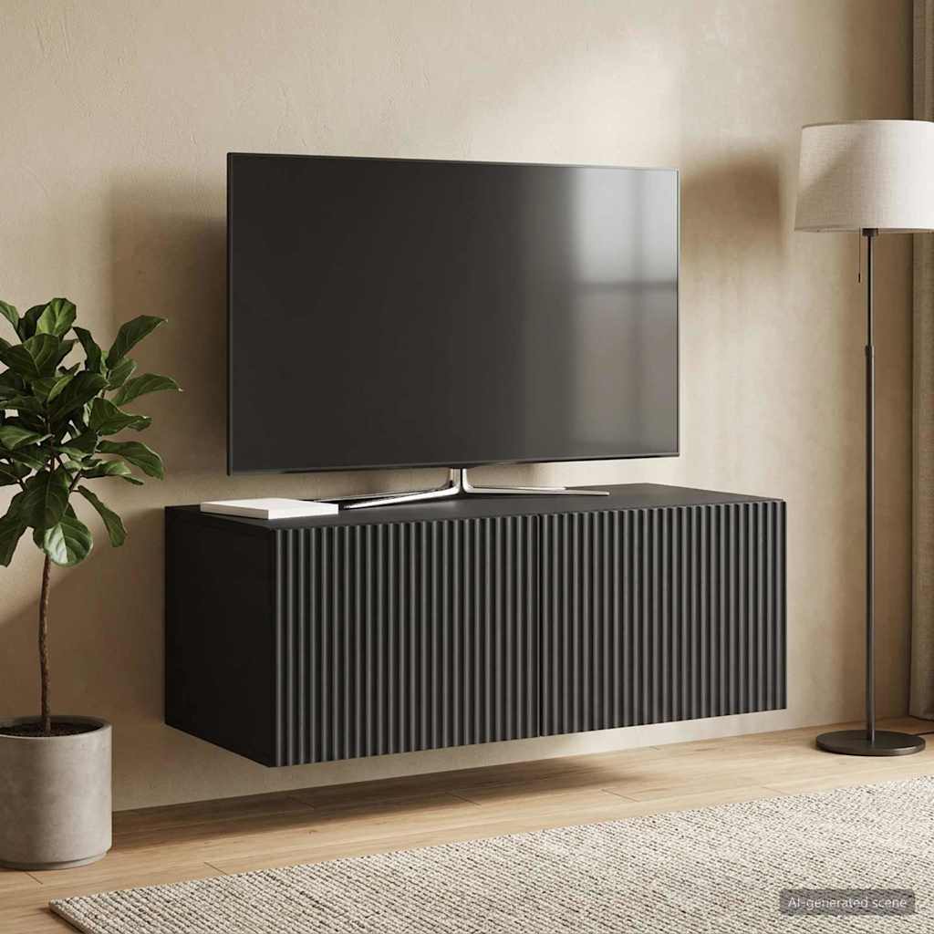 Fali TV szekrény Fekete 78,5 x 41 x 30 cm Szerelt Fa