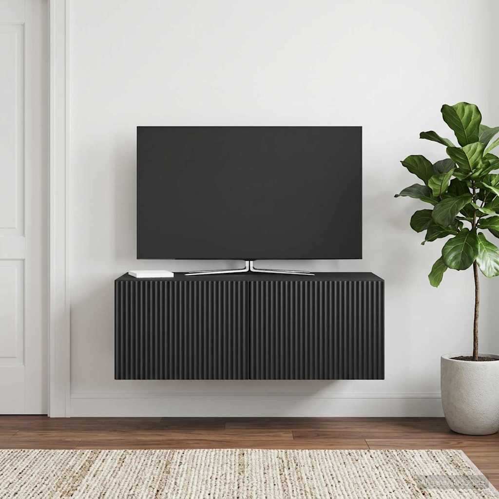 Fali TV szekrény Fekete 78,5 x 41 x 30 cm Szerelt Fa
