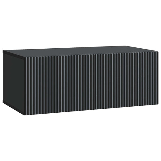 Fali TV szekrény Fekete 78,5 x 41 x 30 cm Szerelt Fa