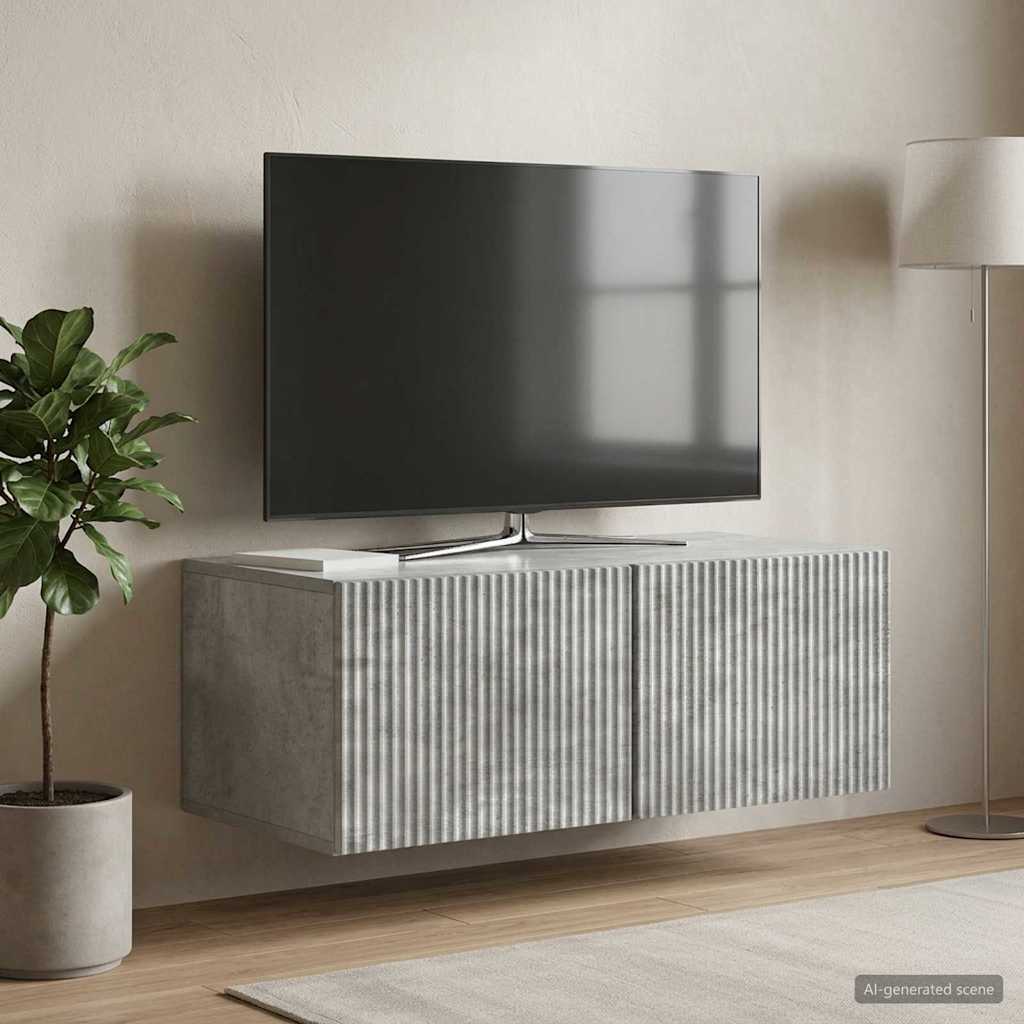 Fali TV szekrény Betonszürke 78,5 x 41 x 30 cm Szerelt Fa
