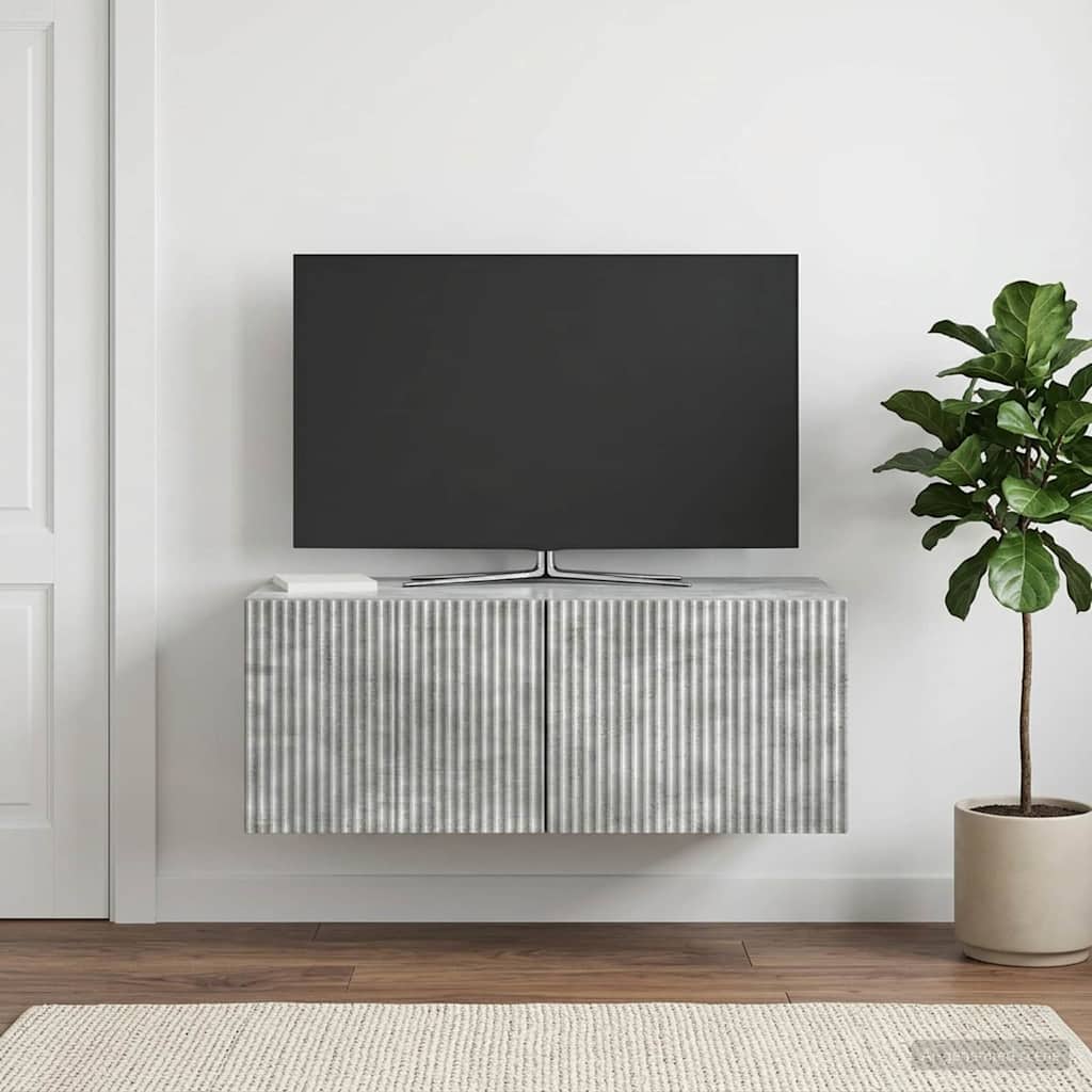 Fali TV szekrény Betonszürke 78,5 x 41 x 30 cm Szerelt Fa
