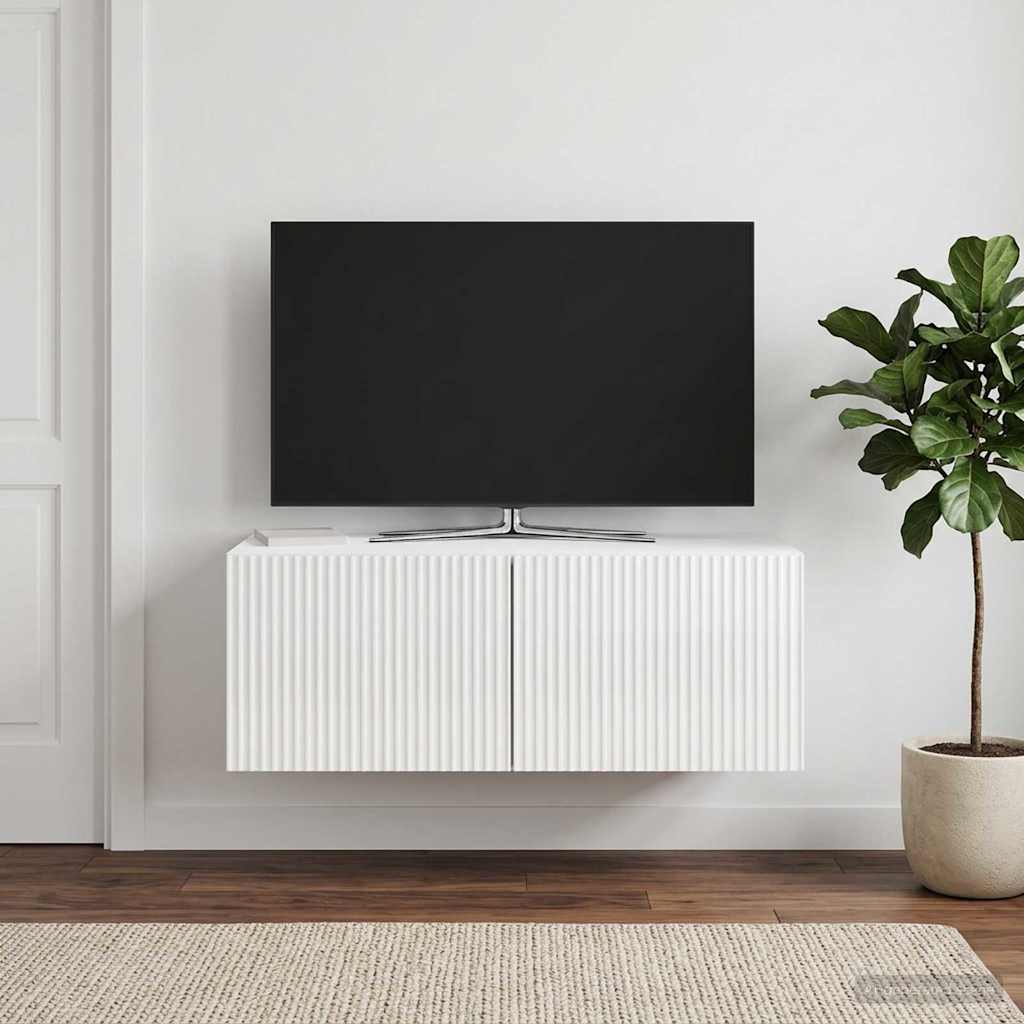 Fali TV szekrény Magasfényű Fehér 78,5 x 41 x 30 cm Szerelt Fa