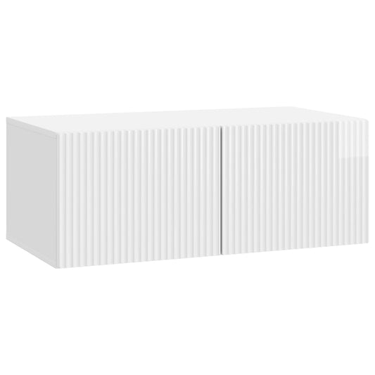 Fali TV szekrény Magasfényű Fehér 78,5 x 41 x 30 cm Szerelt Fa