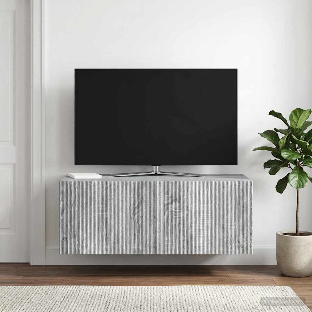 Fali TV szekrény Szürke Sonoma 78,5 x 41 x 30 cm Szerelt Fa