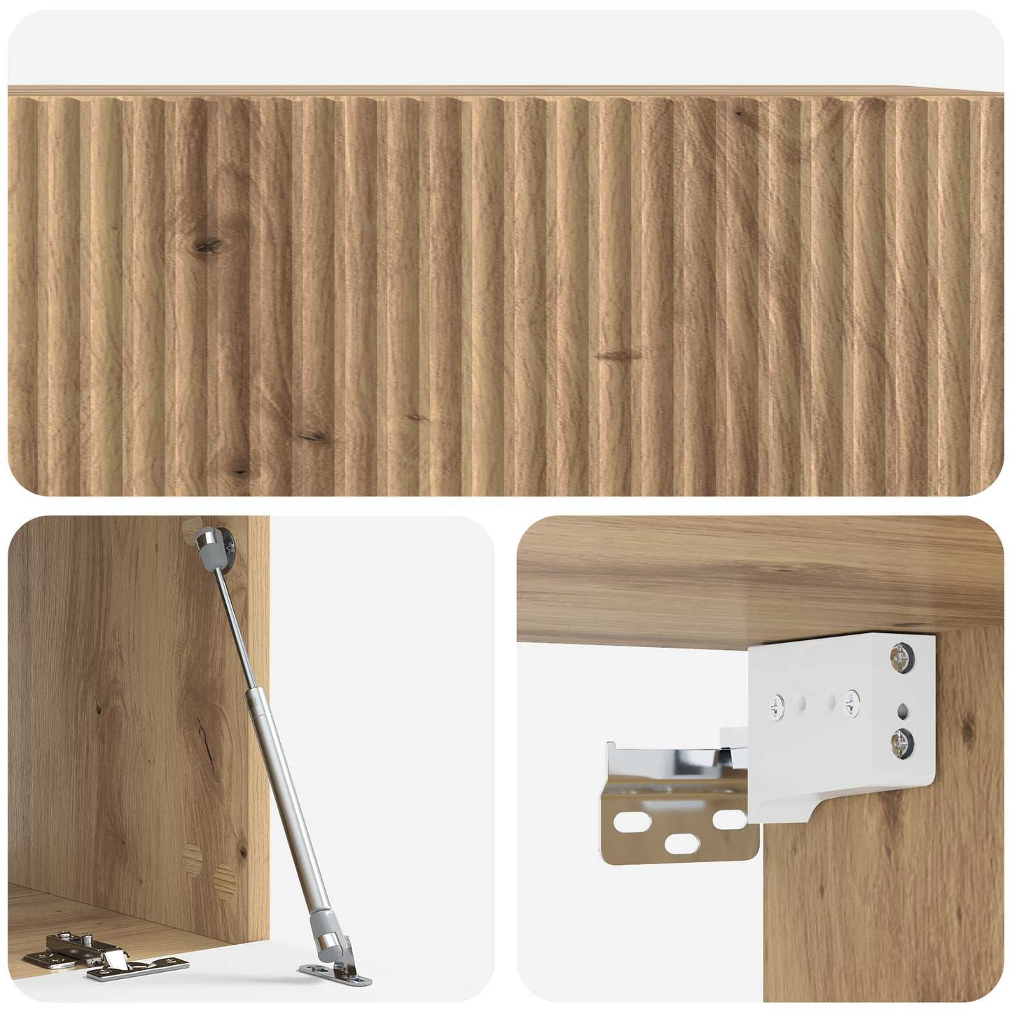 Fali TV szekrény 78,5 x 41 x 30 cm Kézműves Tölgy Szerelt Fa