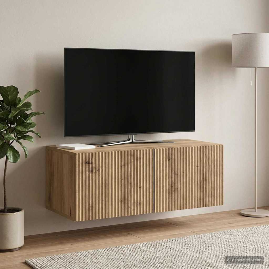 Fali TV szekrény 78,5 x 41 x 30 cm Kézműves Tölgy Szerelt Fa