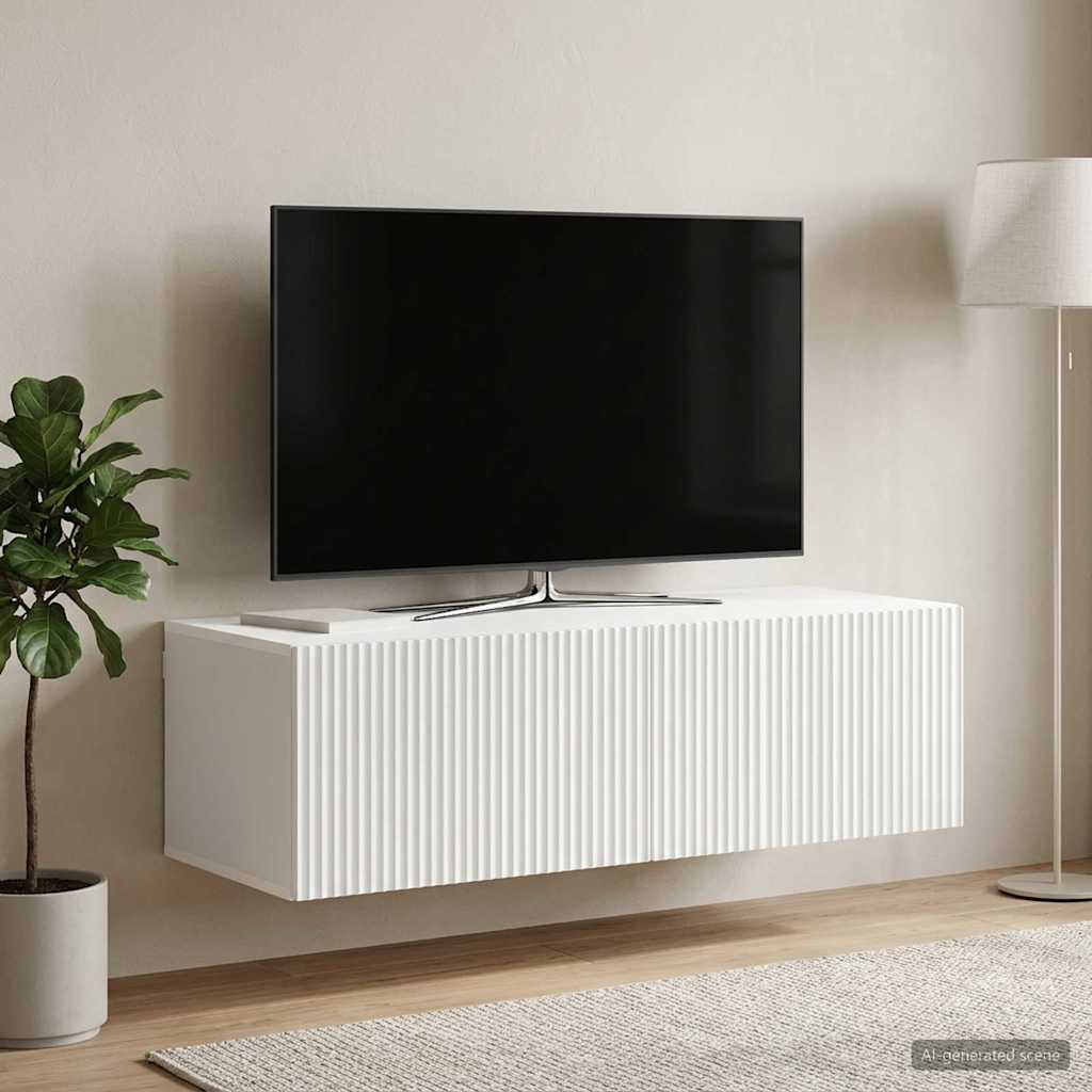 Fali TV szekrény Fehér 98 x 41 x 30 cm Szerelt Fa