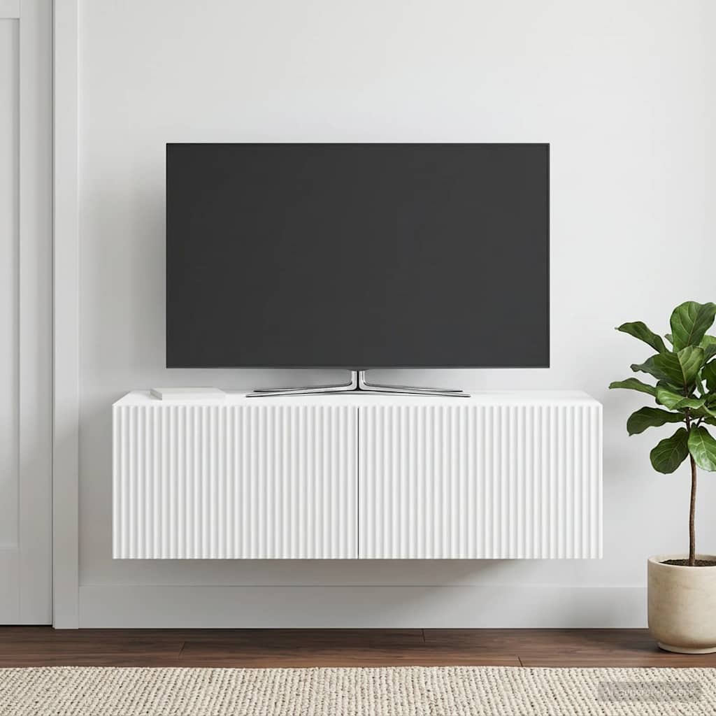 Fali TV szekrény Fehér 98 x 41 x 30 cm Szerelt Fa