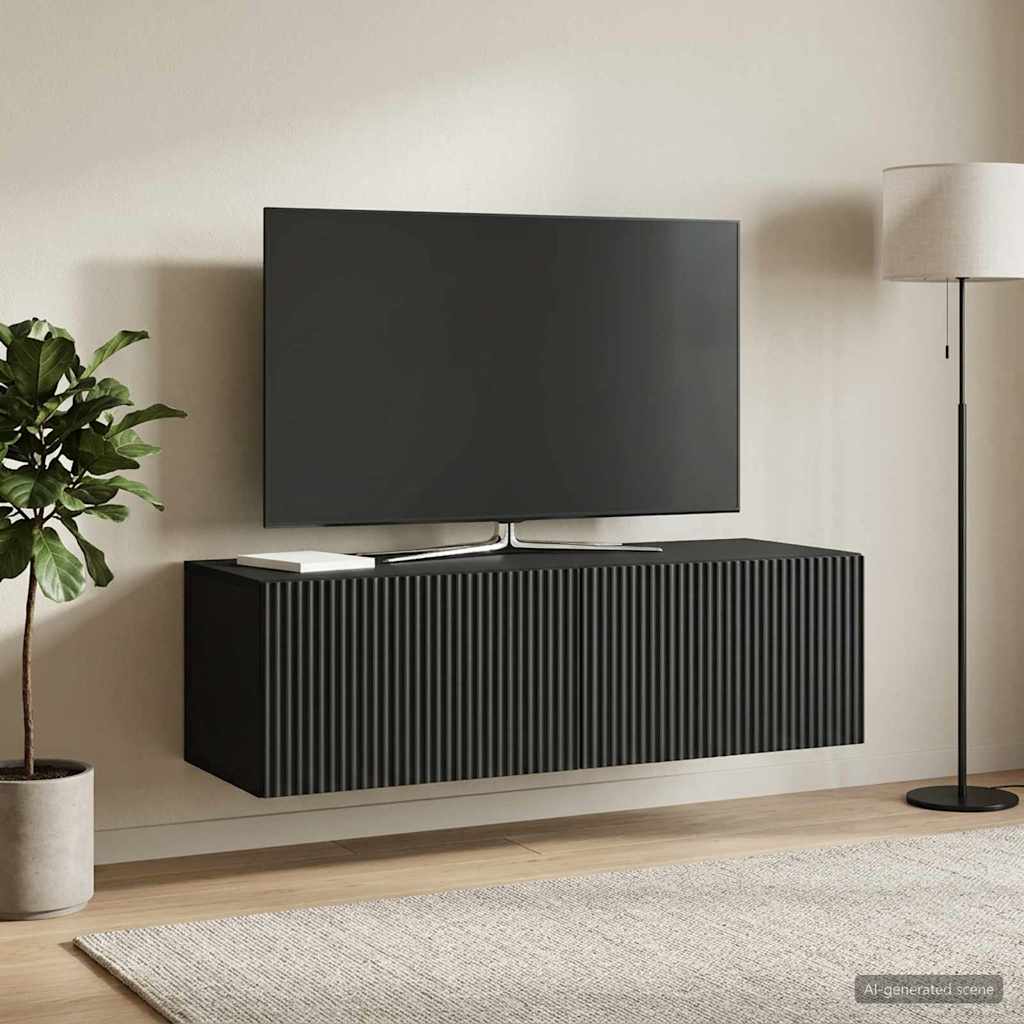 Fali TV szekrény Fekete 98 x 41 x 30 cm Szerelt Fa