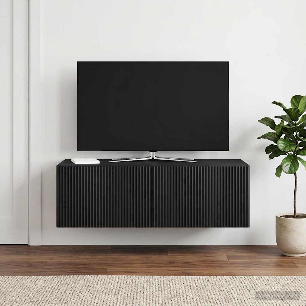 Fali TV szekrény Fekete 98 x 41 x 30 cm Szerelt Fa