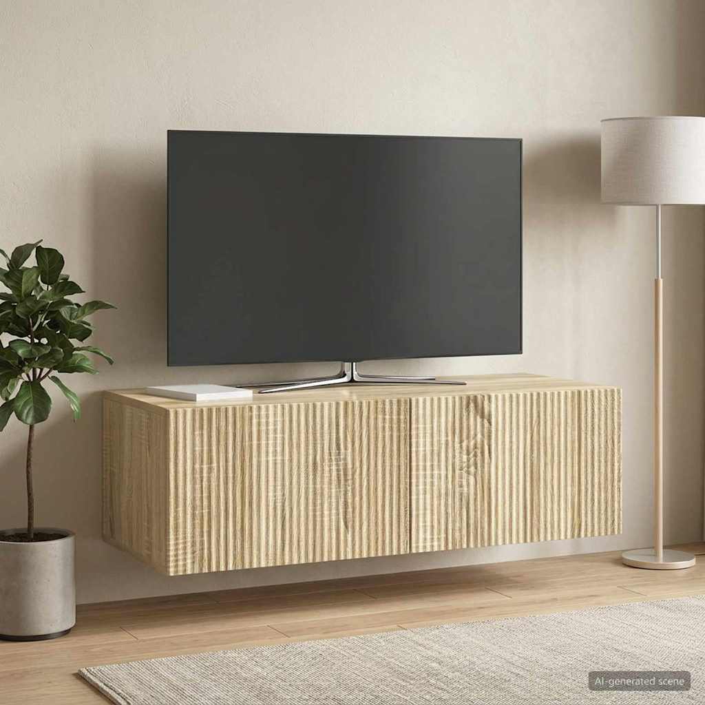 Fali TV szekrény Sonoma Tölgy 98 x 41 x 30 cm Szerelt Fa