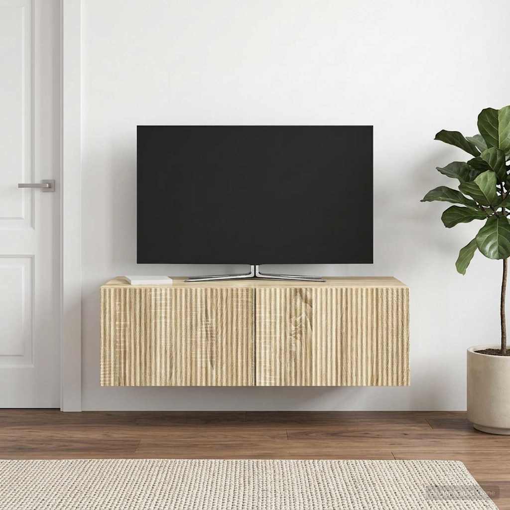 Fali TV szekrény Sonoma Tölgy 98 x 41 x 30 cm Szerelt Fa