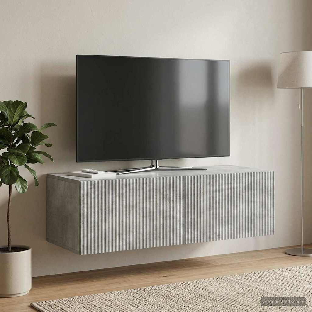 Fali TV szekrény Betonszürke 98 x 41 x 30 cm Szerelt Fa