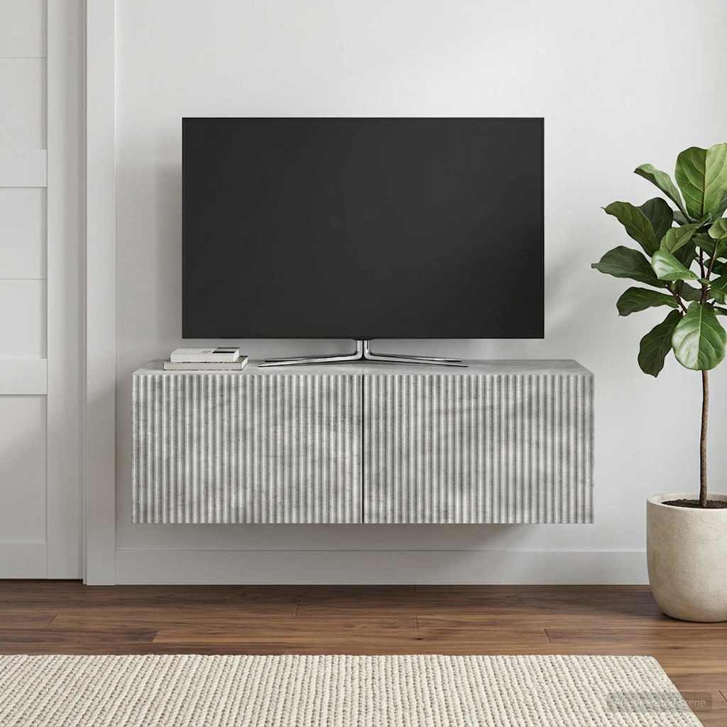 Fali TV szekrény Betonszürke 98 x 41 x 30 cm Szerelt Fa
