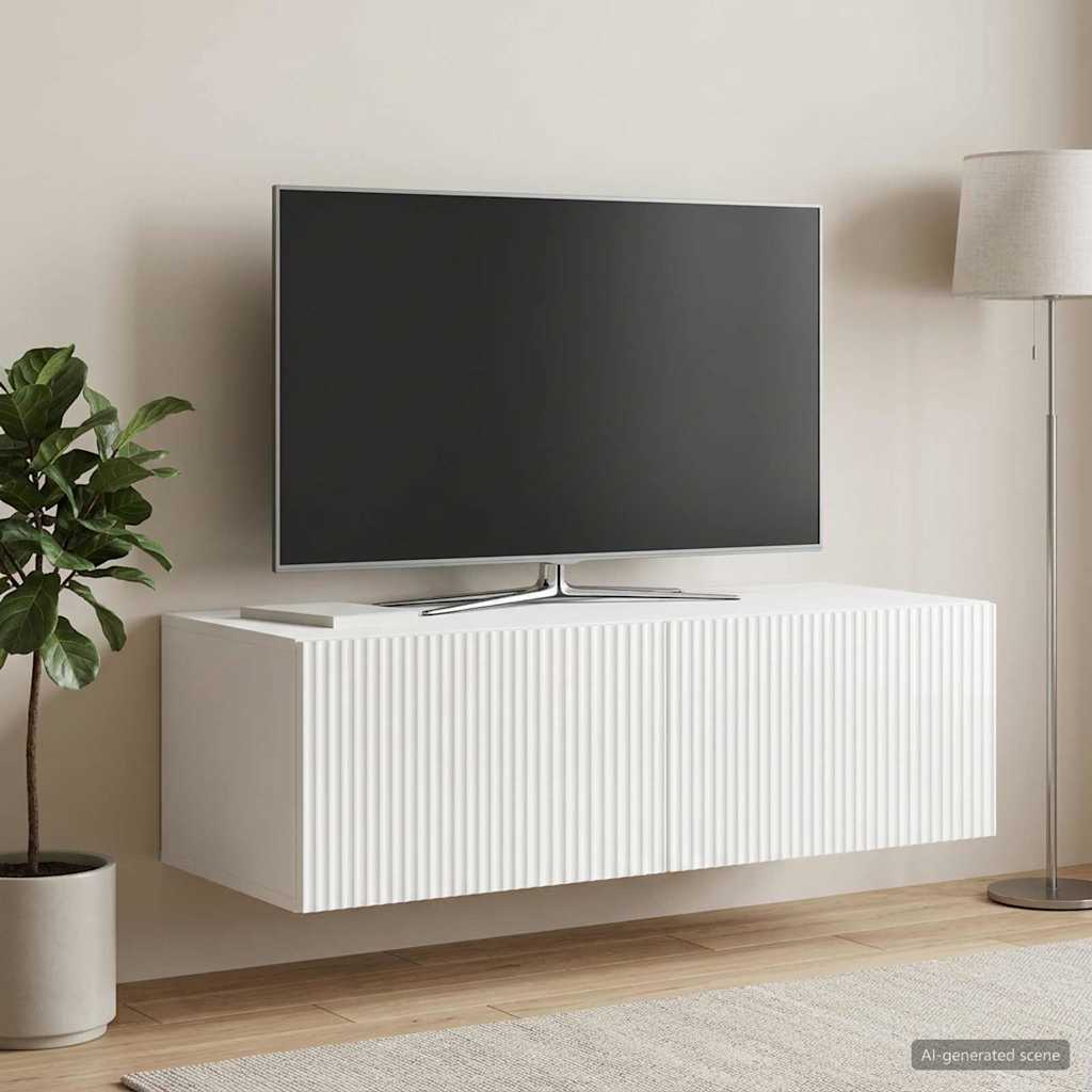 Fali TV szekrény Magasfényű Fehér 98 x 41 x 30 cm Szerelt Fa
