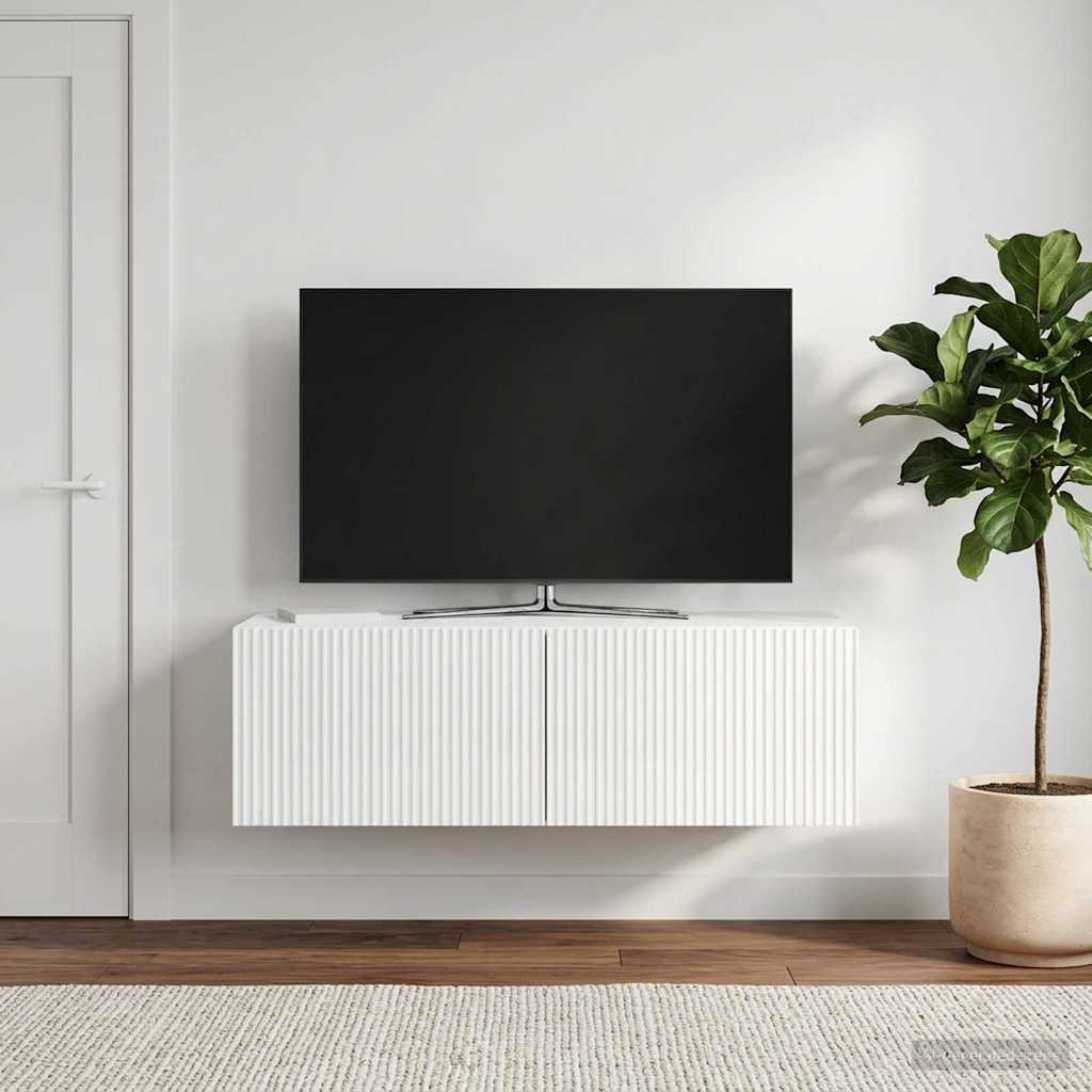 Fali TV szekrény Magasfényű Fehér 98 x 41 x 30 cm Szerelt Fa