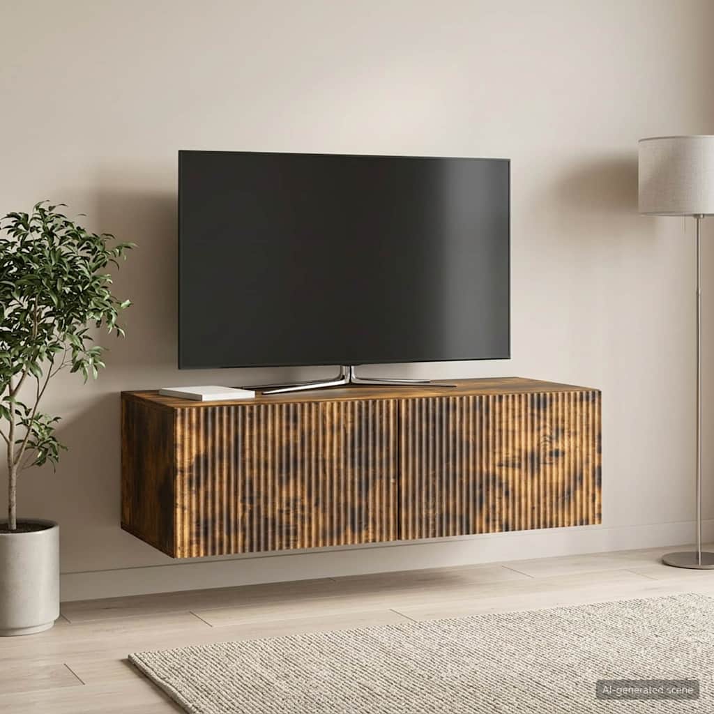 Fali TV szekrény Füstös Tölgy 98 x 41 x 30 cm Szerelt Fa