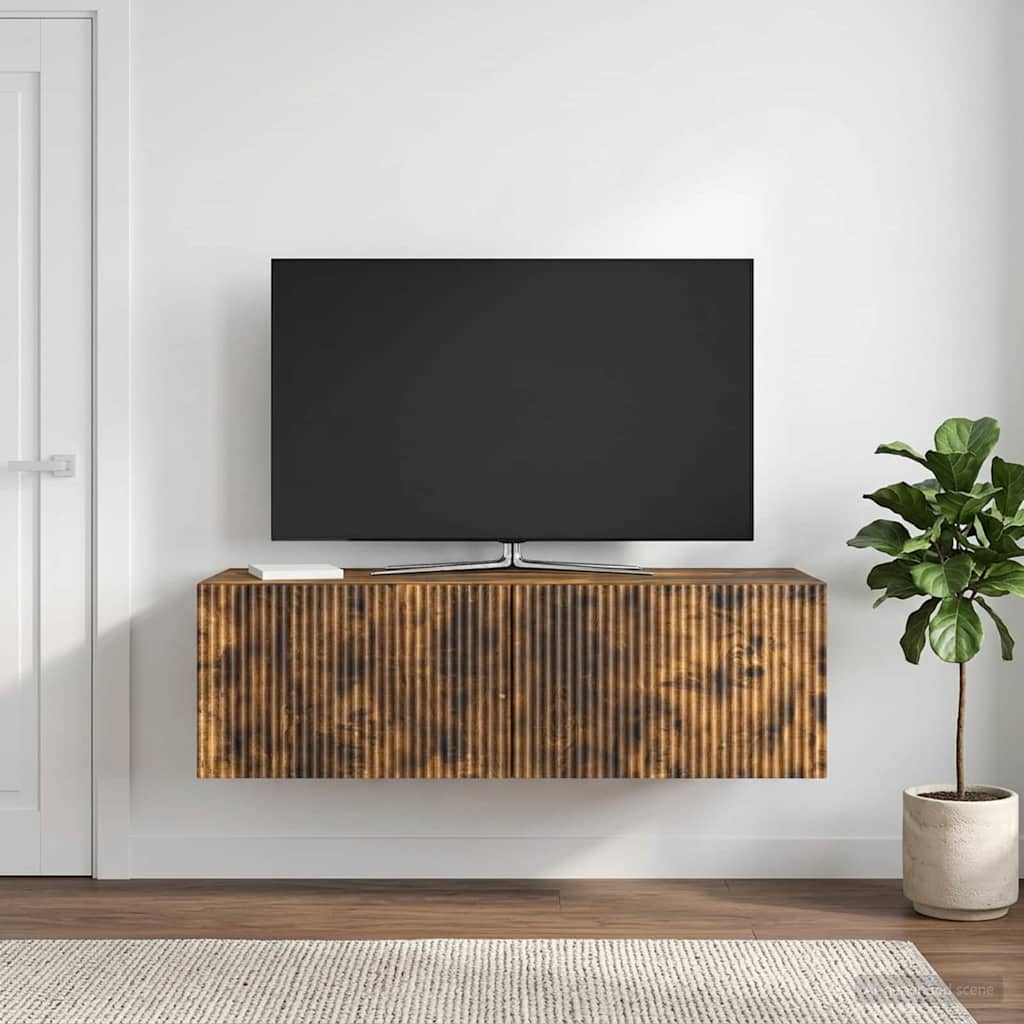 Fali TV szekrény Füstös Tölgy 98 x 41 x 30 cm Szerelt Fa