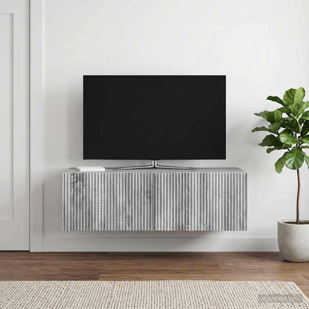 Fali TV szekrény Szürke Sonoma 98 x 41 x 30 cm Szerelt Fa
