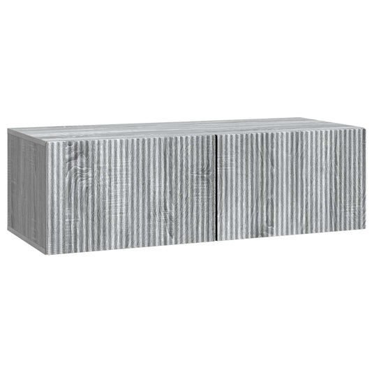 Fali TV szekrény Szürke Sonoma 98 x 41 x 30 cm Szerelt Fa