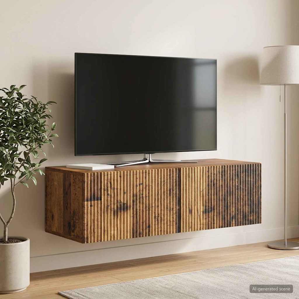 Fali TV szekrény Antik Fa 98 x 41 x 30 cm Szerelt Fa