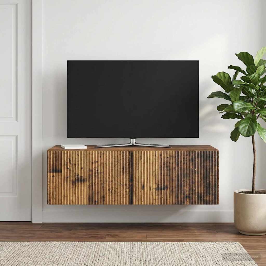 Fali TV szekrény Antik Fa 98 x 41 x 30 cm Szerelt Fa