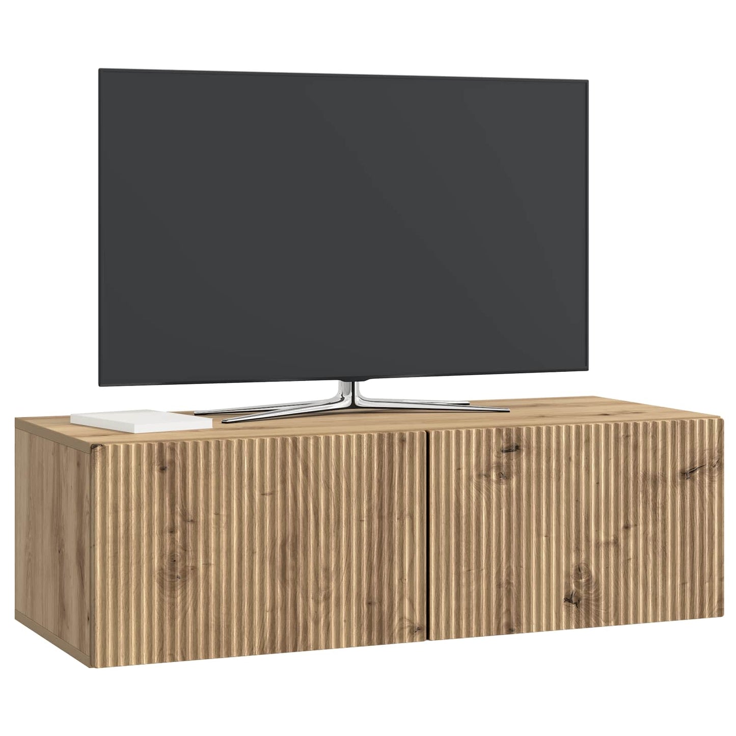 Fali TV szekrény 98 x 41 x 30 cm Kézműves Tölgy Szerelt Fa