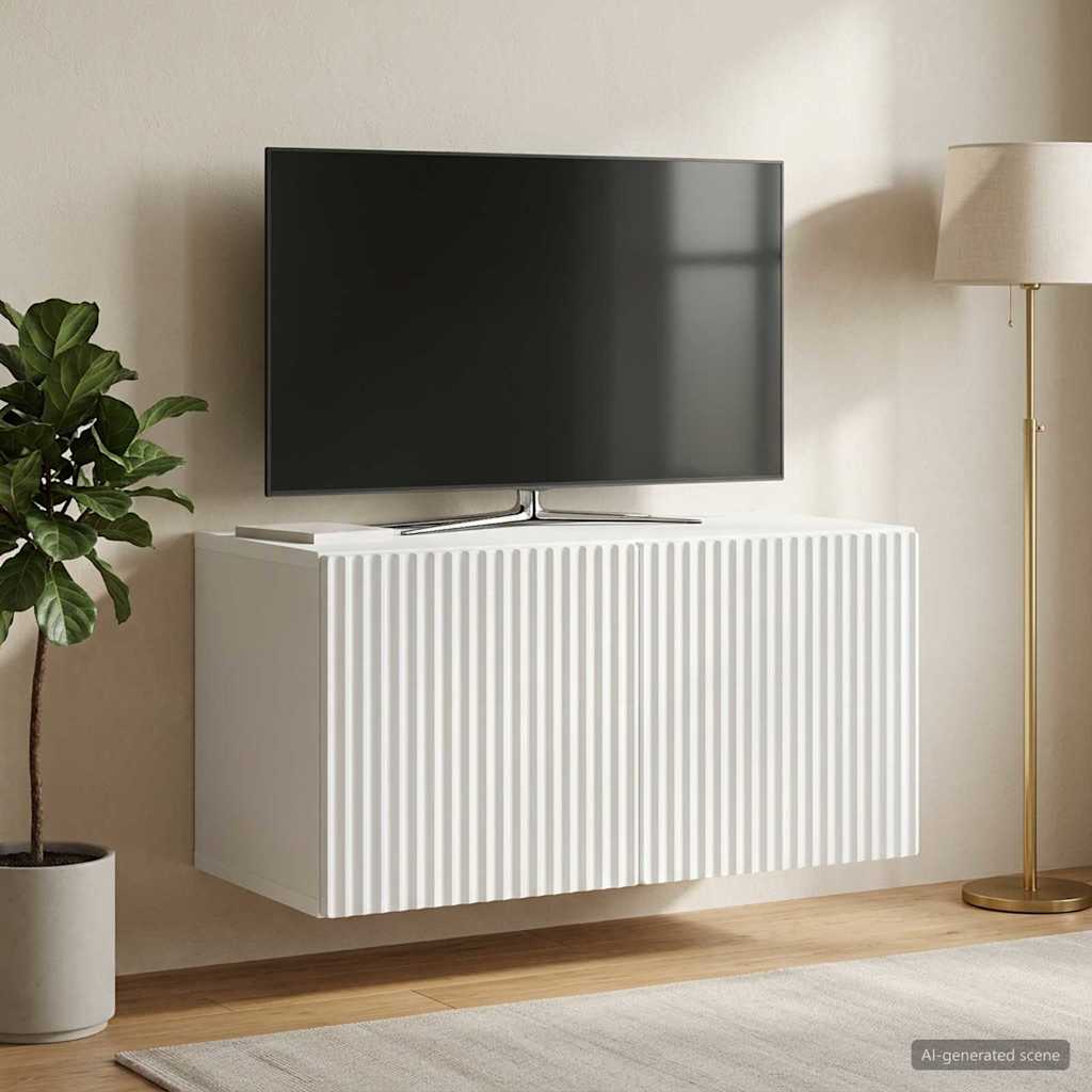 Fali TV szekrény Fehér 59,5 x 31 x 30 cm Szerelt Fa