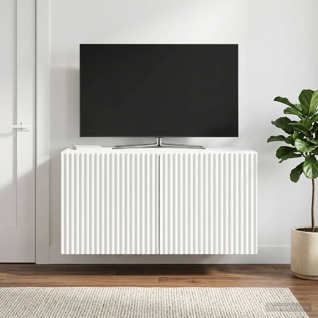 Fali TV szekrény Fehér 59,5 x 31 x 30 cm Szerelt Fa