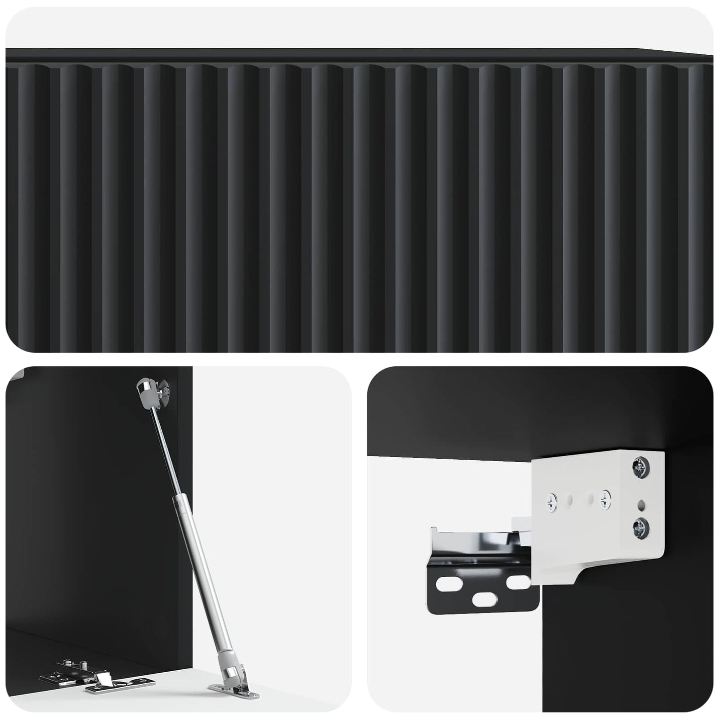 Fali TV szekrény Fekete 59,5 x 31 x 30 cm Szerelt Fa