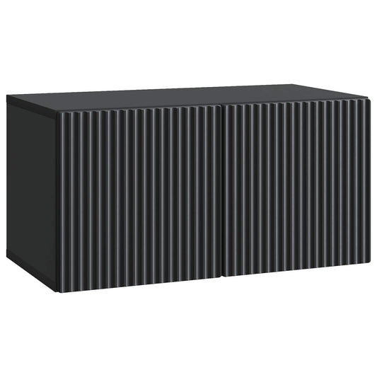 Fali TV szekrény Fekete 59,5 x 31 x 30 cm Szerelt Fa