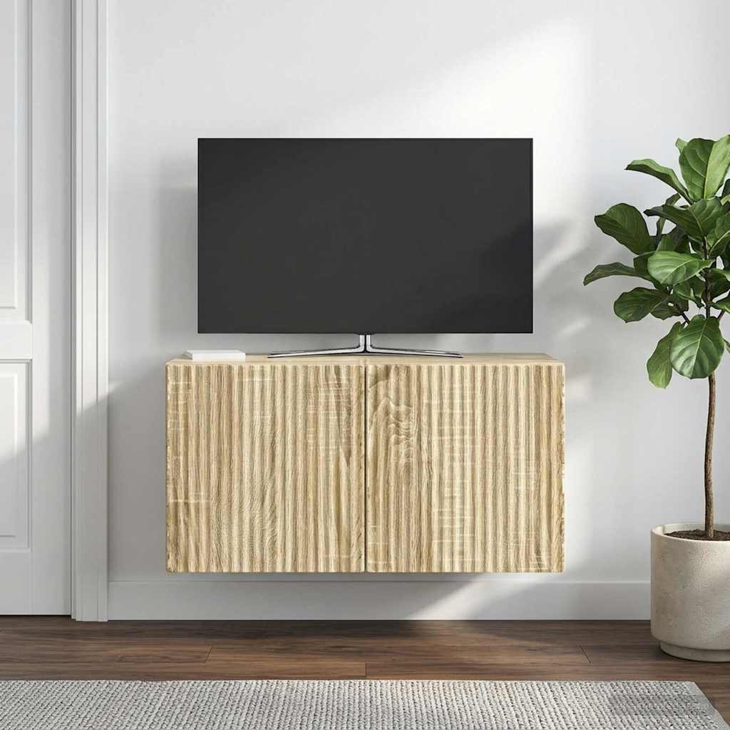 Fali TV szekrény Sonoma Tölgy 59,5 x 31 x 30 cm Szerelt Fa