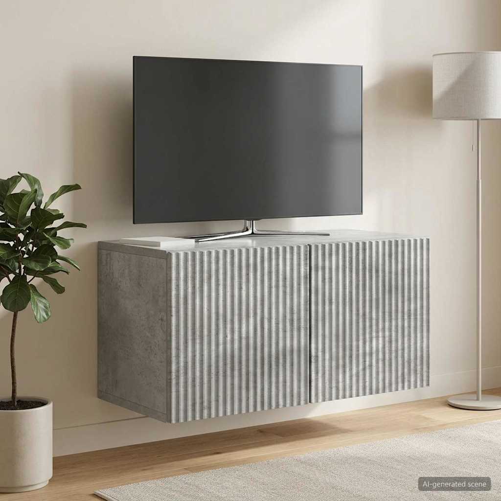 Fali TV szekrény Betonszürke 59,5 x 31 x 30 cm Szerelt Fa
