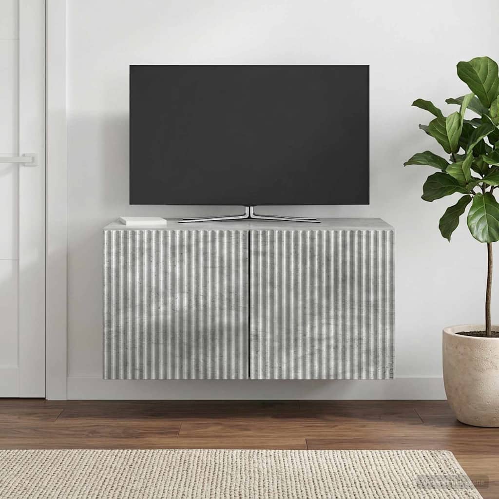 Fali TV szekrény Betonszürke 59,5 x 31 x 30 cm Szerelt Fa