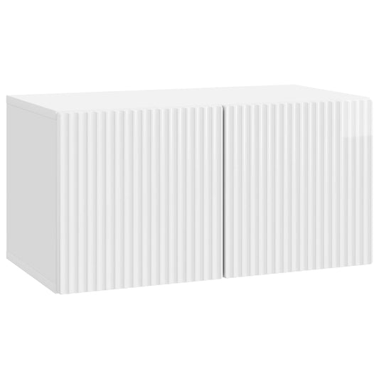 Fali TV szekrény Magasfényű Fehér 59,5 x 31 x 30 cm Szerelt Fa