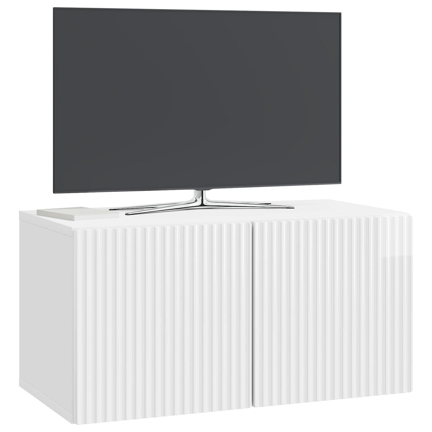 Fali TV szekrény Magasfényű Fehér 59,5 x 31 x 30 cm Szerelt Fa