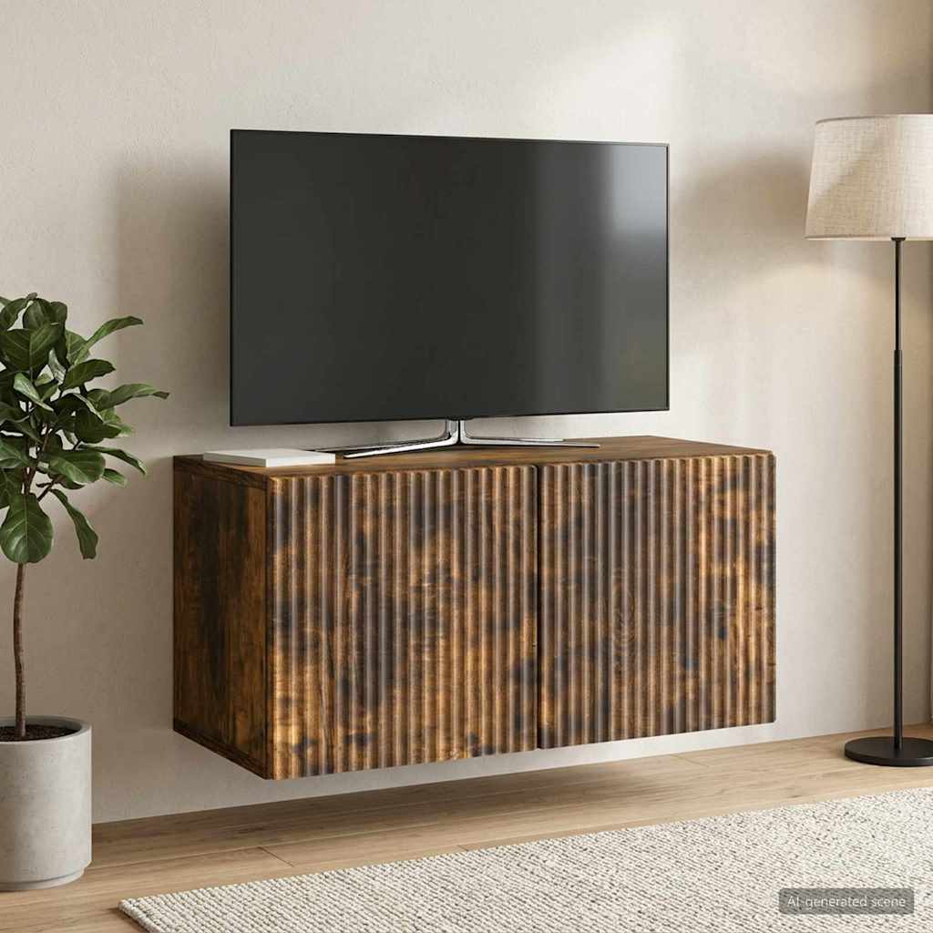 Fali TV szekrény Füstös Tölgy 59,5 x 31 x 30 cm Szerelt Fa