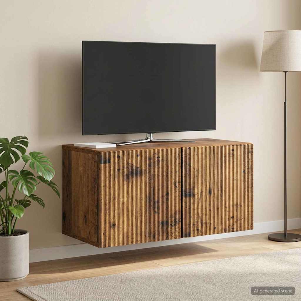 Fali TV szekrény Antik Fa 59,5 x 31 x 30 cm Szerelt Fa