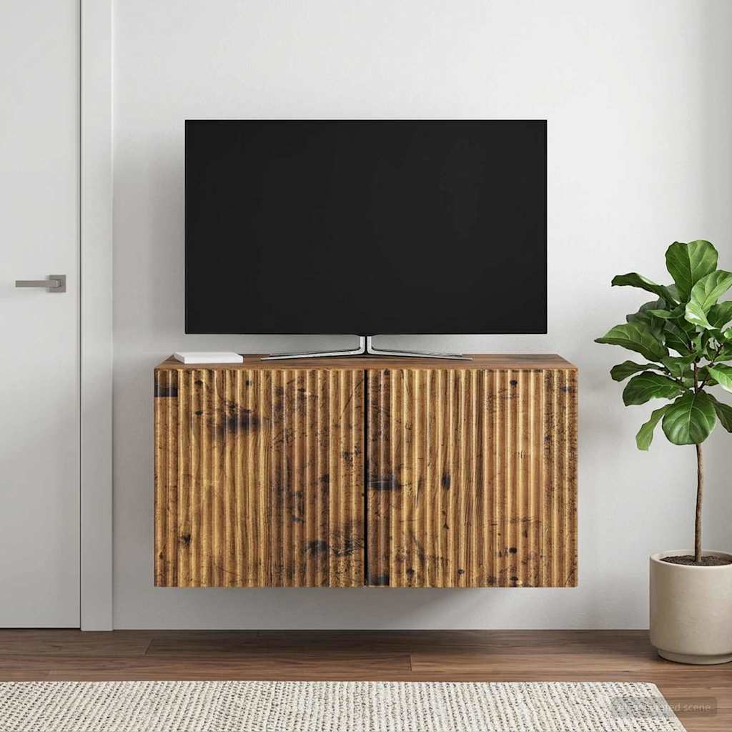 Fali TV szekrény Antik Fa 59,5 x 31 x 30 cm Szerelt Fa