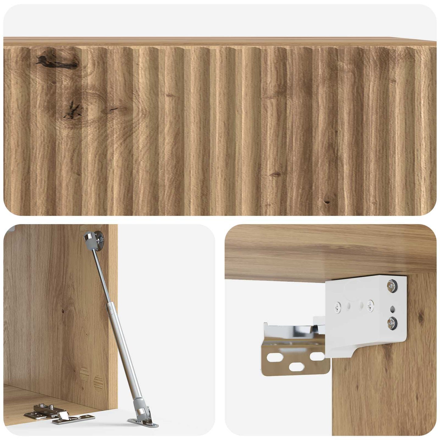 Fali TV szekrény 59,5 x 31 x 30 cm Kézműves Tölgy Szerelt Fa