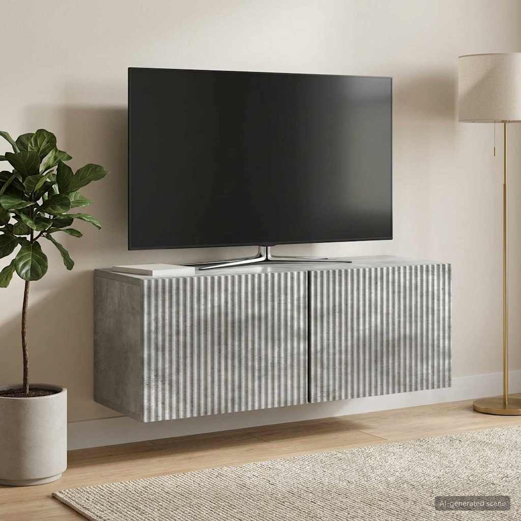 Fali TV szekrény Betonszürke 78,5 x 31 x 30 cm Szerelt Fa