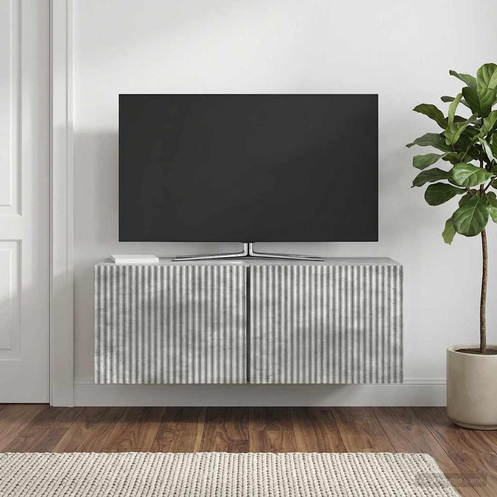 Fali TV szekrény Betonszürke 78,5 x 31 x 30 cm Szerelt Fa