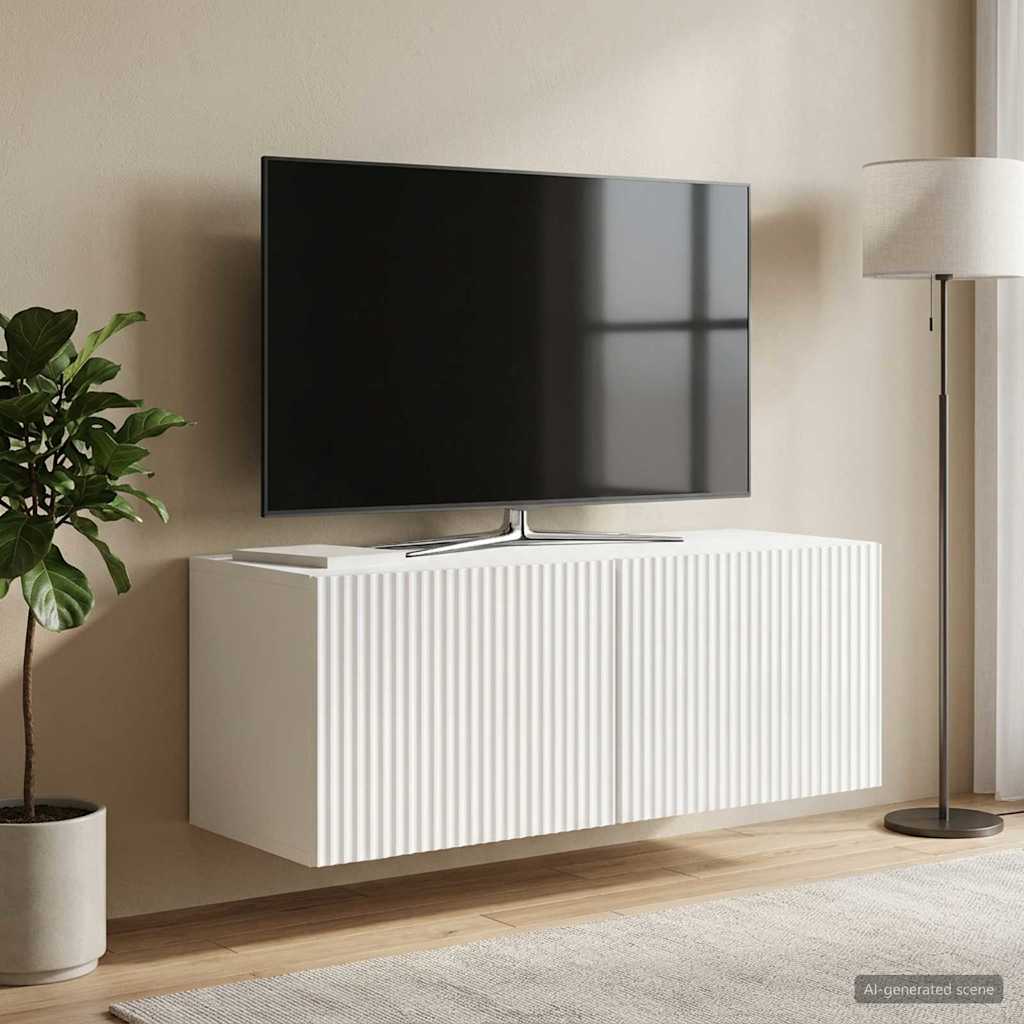 Fali TV szekrény Magasfényű Fehér 78,5 x 31 x 30 cm Szerelt Fa