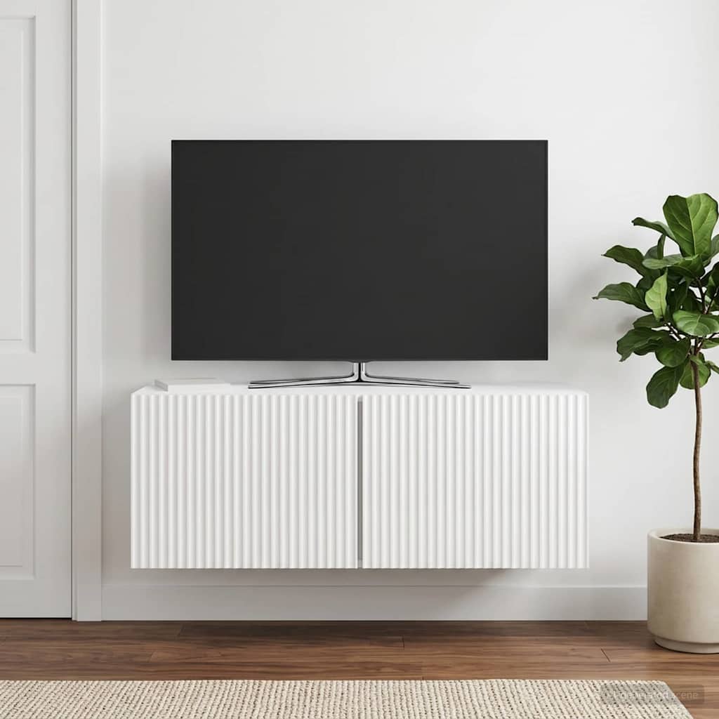 Fali TV szekrény Magasfényű Fehér 78,5 x 31 x 30 cm Szerelt Fa