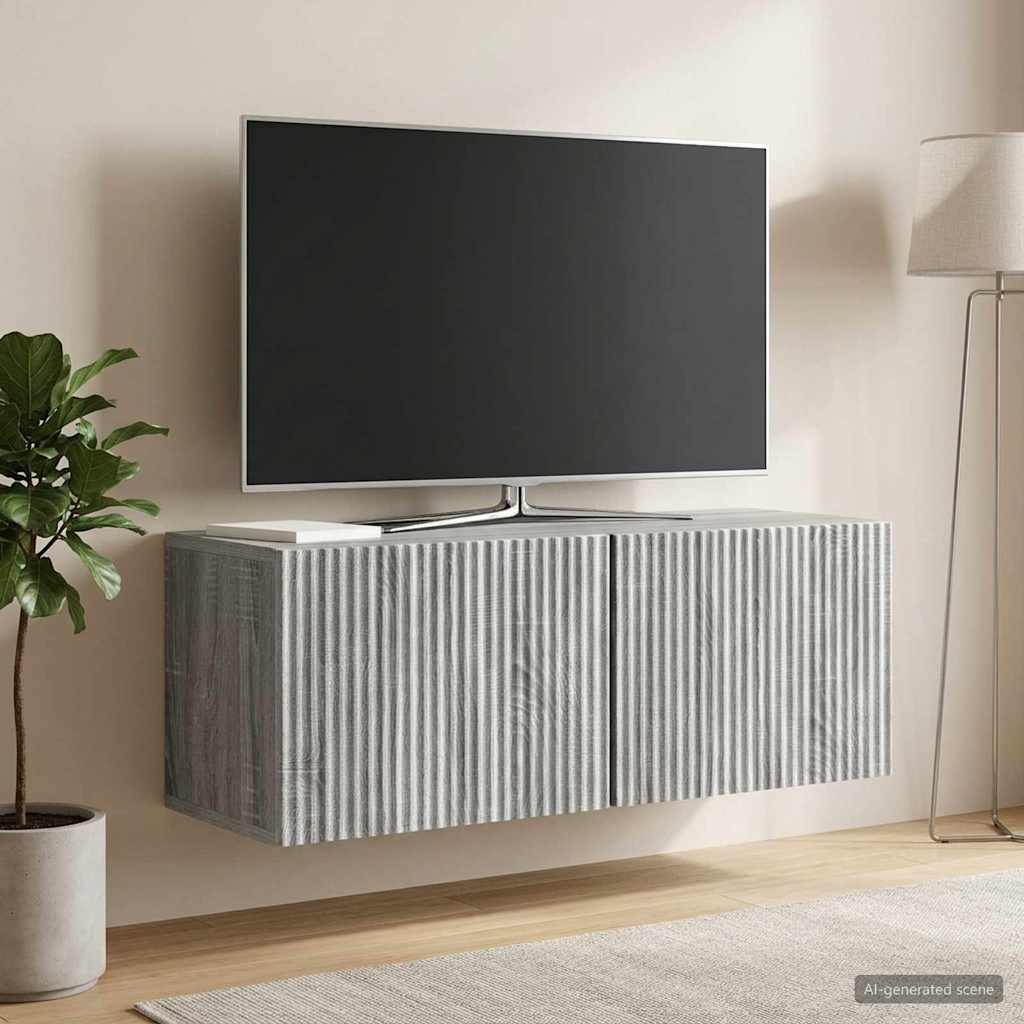 Fali TV szekrény Szürke Sonoma 78,5 x 31 x 30 cm Szerelt Fa