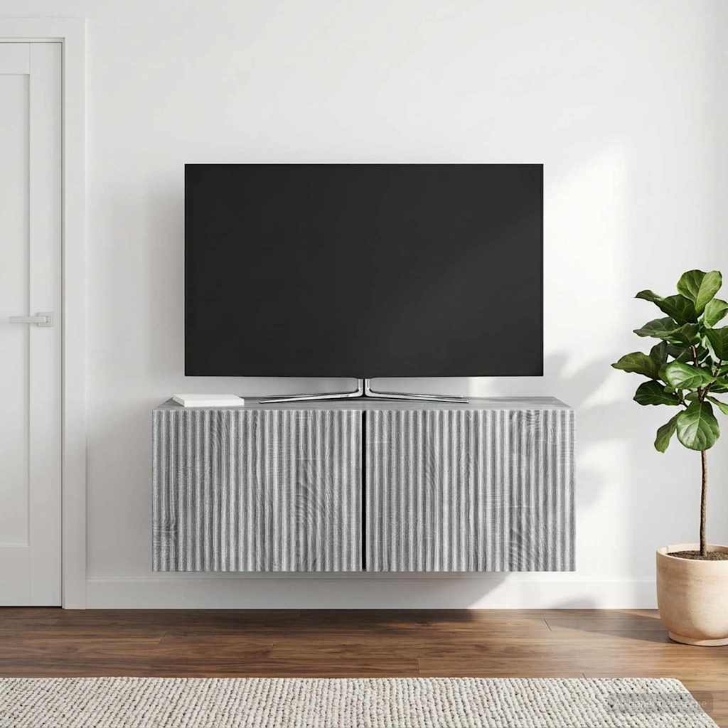 Fali TV szekrény Szürke Sonoma 78,5 x 31 x 30 cm Szerelt Fa