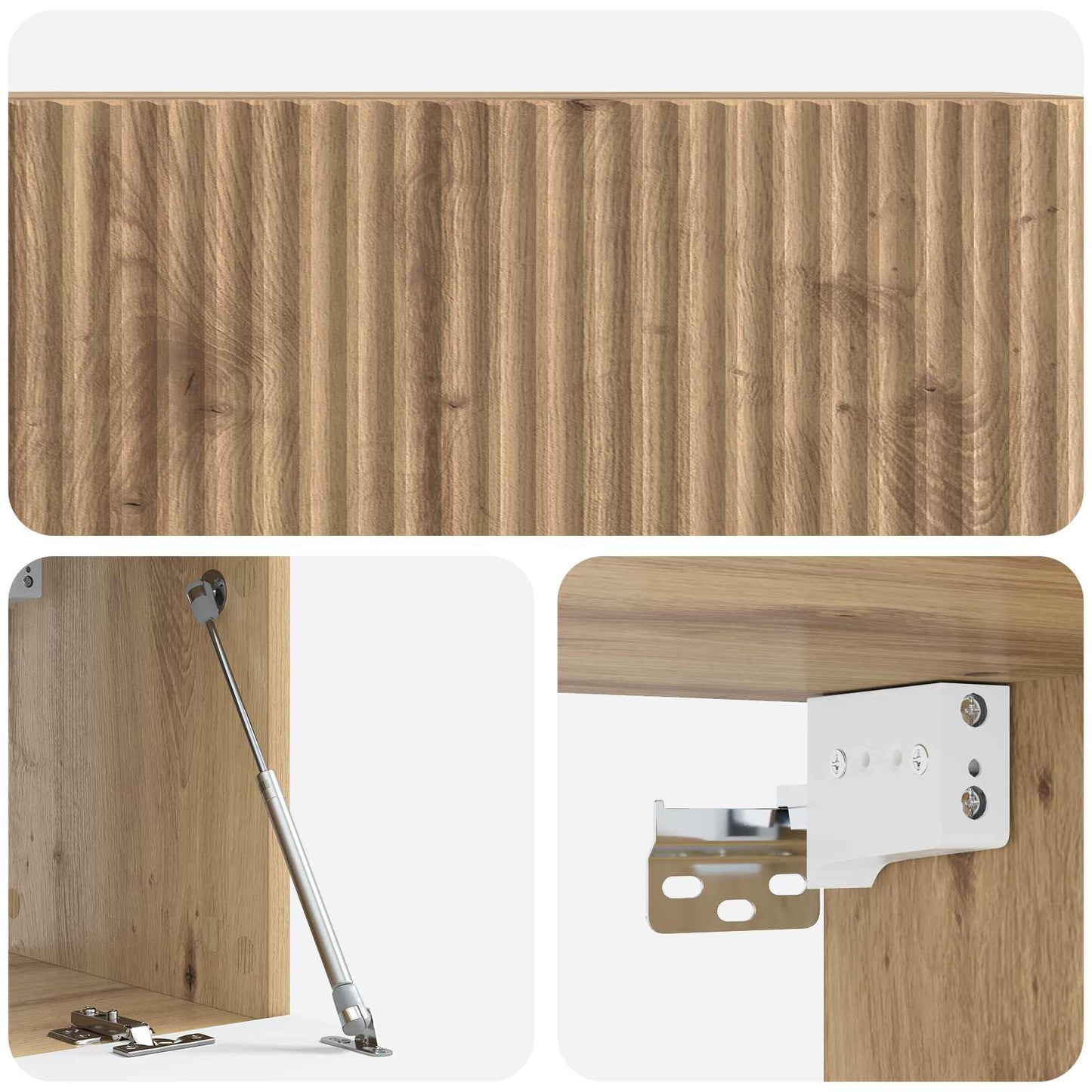 Fali TV szekrény 78,5 x 31 x 30 cm Kézműves Tölgy Szerelt Fa
