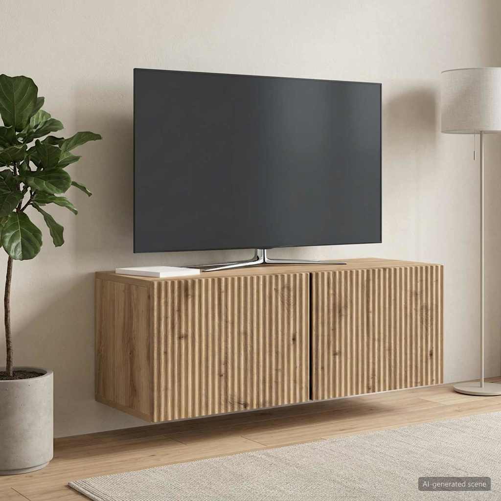 Fali TV szekrény 78,5 x 31 x 30 cm Kézműves Tölgy Szerelt Fa