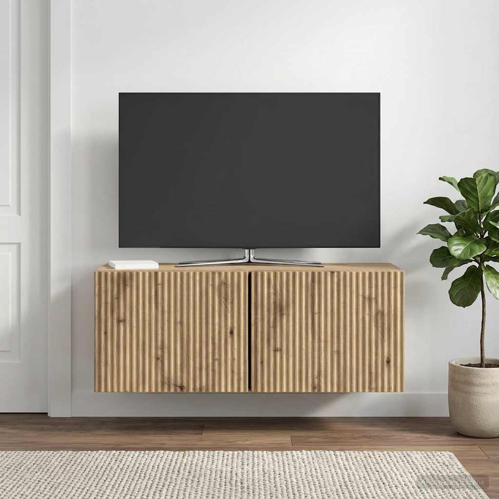 Fali TV szekrény 78,5 x 31 x 30 cm Kézműves Tölgy Szerelt Fa